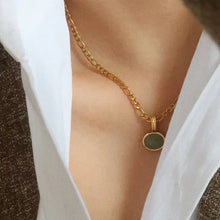 Load image into Gallery viewer, 18k gold green oval Aventurine necklace
