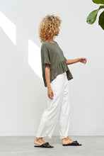 Load image into Gallery viewer, Olive Boxy Ruffle Top
