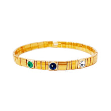 Load image into Gallery viewer, Handmade Gold Tila Bead Bracelet with Scattered Stones
