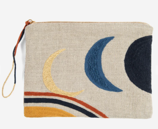 Artemis Embroidered Linen Pouch