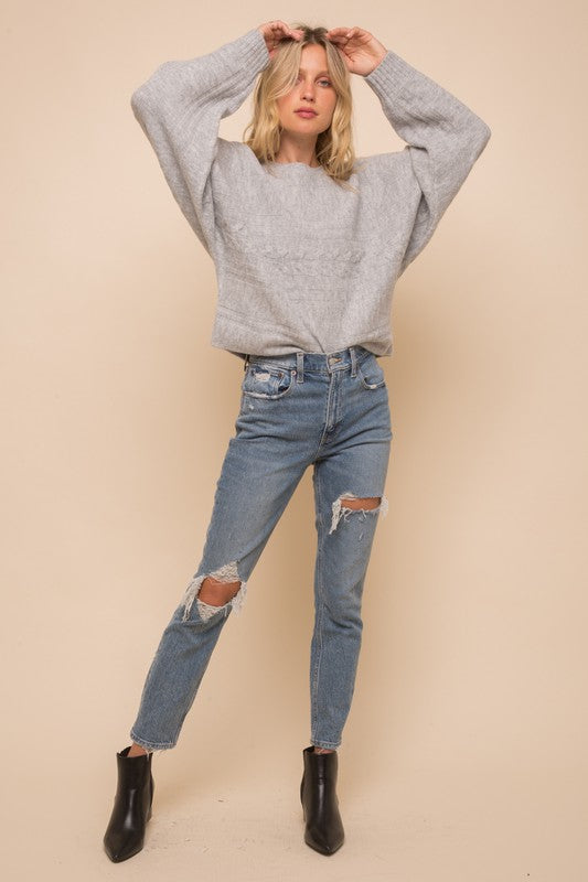 Relm Cropped Cable Knit Sweater