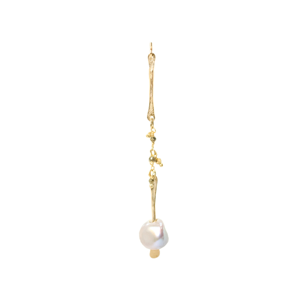 14K Gold Pearl Gemstone Drop Earrings