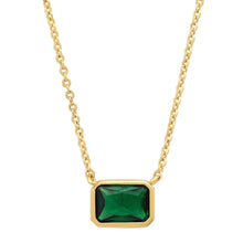 Load image into Gallery viewer, Bezel Set Emerald Cut CZ Pendant Necklace

