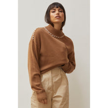 Load image into Gallery viewer, Cashmere Blend Contrast Stitch Sweater
