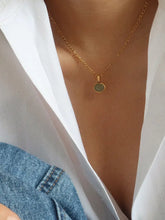 Load image into Gallery viewer, 18k gold green oval Aventurine necklace
