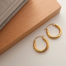 Load image into Gallery viewer, 18K Gold Plated Hoop Earring, Dainty gold hoop earring
