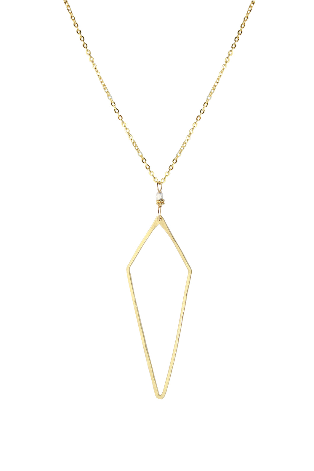 Large Geometric Hammered Drop Necklace