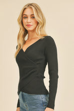 Load image into Gallery viewer, Rib Surplice Long Sleeve Sweater
