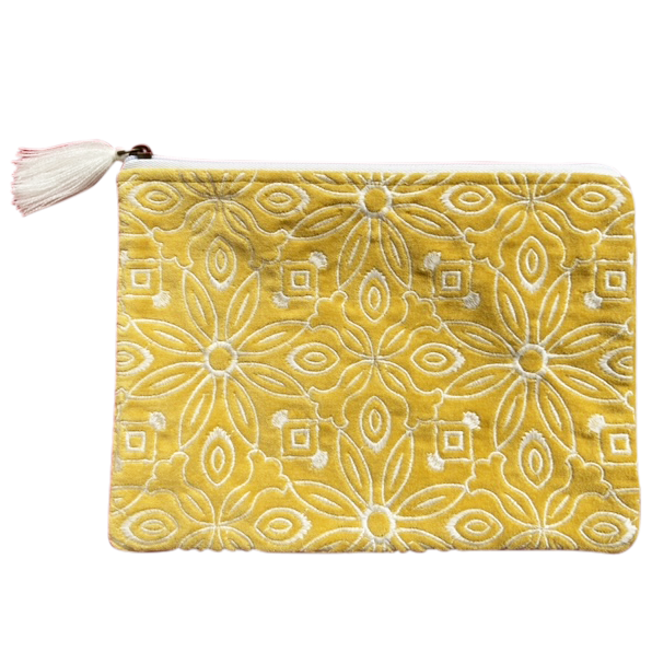 Velvet Yellow Floral Pouch