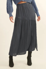 Load image into Gallery viewer, Solid Banded Front Gathered Tiered Maxi Skirt
