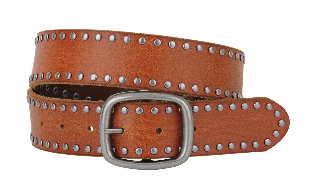 Grunge Stud Lined Leather Belt
