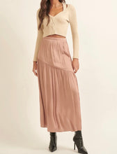 Load image into Gallery viewer, Solid Banded Front Gathered Tiered Maxi Skirt (Ash Blush)
