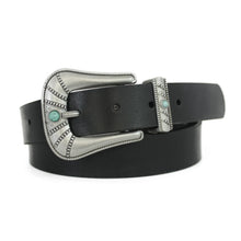 Load image into Gallery viewer, Turquoise Stone Buckle Leather Belt
