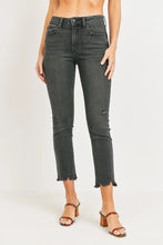 Load image into Gallery viewer, High Rise Straight Jeans With Uneven Hem
