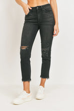 Load image into Gallery viewer, High Rise Straight Jeans With Knee Distress
