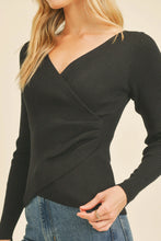 Load image into Gallery viewer, Rib Surplice Long Sleeve Sweater
