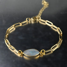 Load image into Gallery viewer, Paperclip chain bracelet w/ semi precious stone

