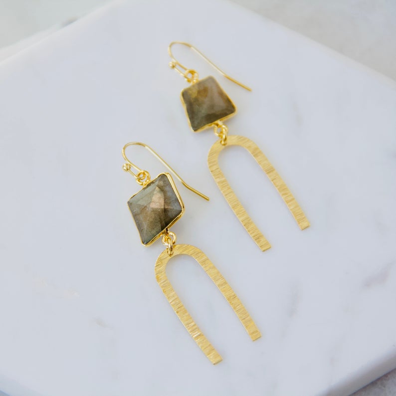 Labradorite & Moonstone 14K Gold Filled Earrings