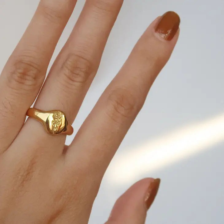18K Gold Filled Rose Signet Ring
